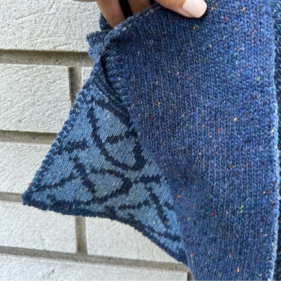 Bill Baber Donegal Merino Wool Celtic Knot Poncho Cape Blue Scotland OS - Picture 3 of 9